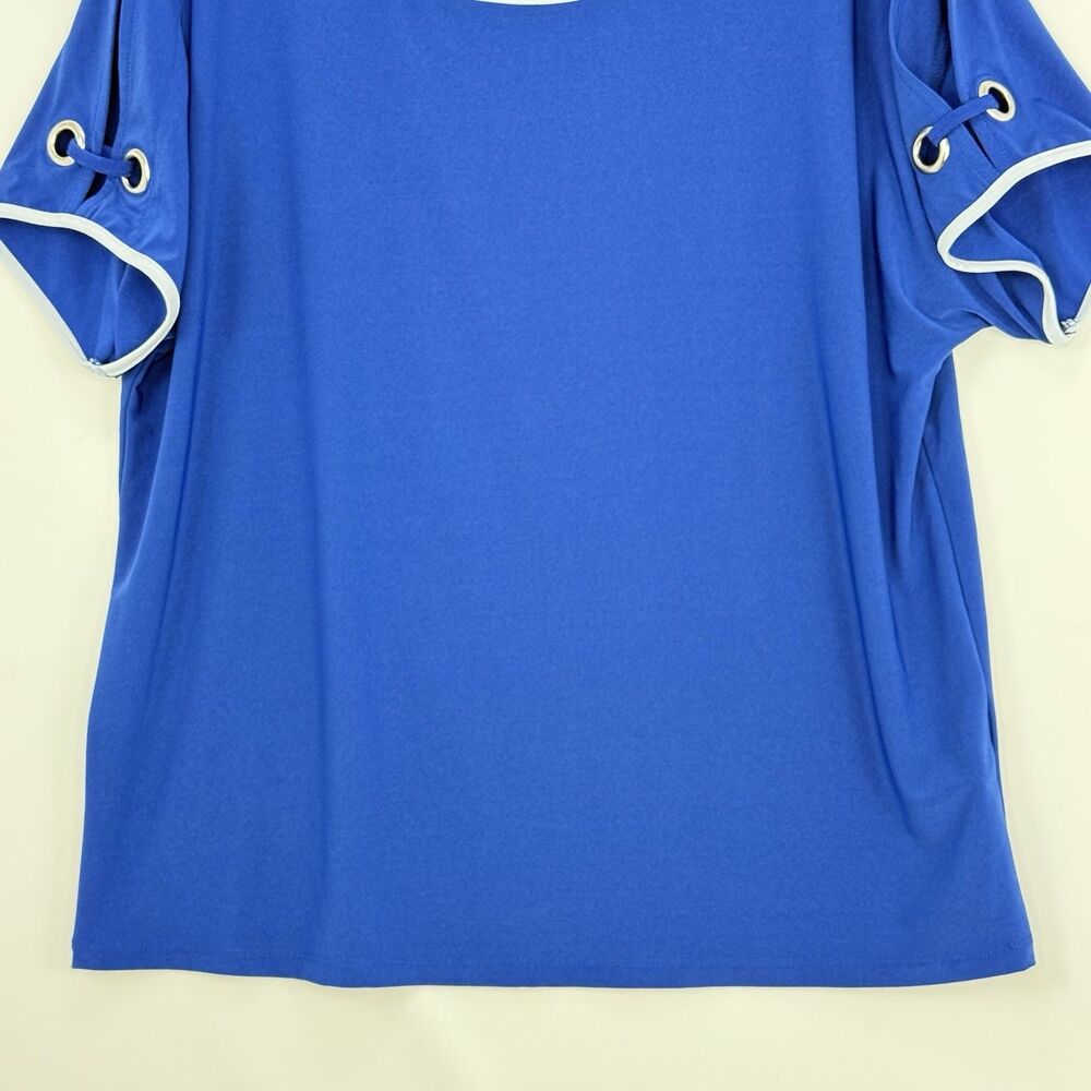 Coconut Row Palm Beach Royal Blue Short Sleeve Women's Top Médium - Picture 11 of 16